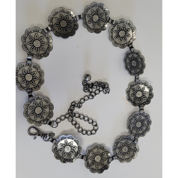 Vgt Korea G&S southwestern faux Silver Tone Turquoise Concho belt women 40 Inch - Picture 5 of 9